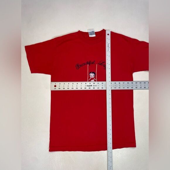 VINTAGE Betty Boop Beautiful Lady T-shirt Men Medium Red Short Sleeve - Picture 6 of 7